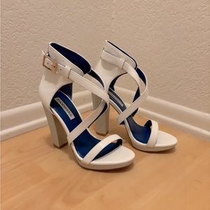 Patent Leather Hand Made Heels | White, blue, sparkles | EU size 36 | US size 6